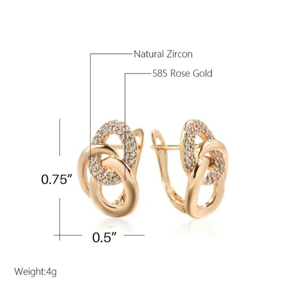 New Circle Huggie Earrings 14K Gold Plated CZ Geometric Preppy Timeless Chic - Picture 6 of 11